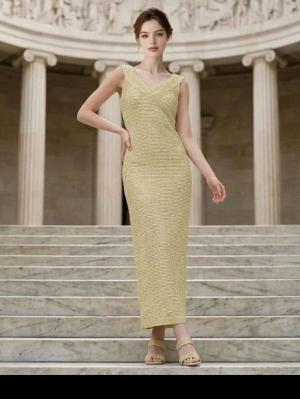 Vintage Joseph Ribkoff Style 4048 Textured Dress Made in Canada Sz 4 Sage Green